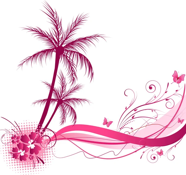 棕榈树与波设计 — 图库矢量图片