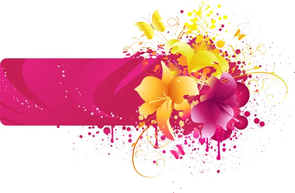 Pinkfarbenes Banner mit Lilien — Stockvektor