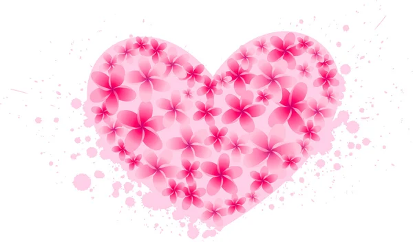 Coeur grunge de frangipani — Image vectorielle