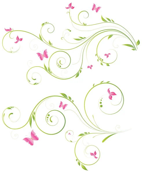 Diseño floral con flores rosadas — Vector de stock