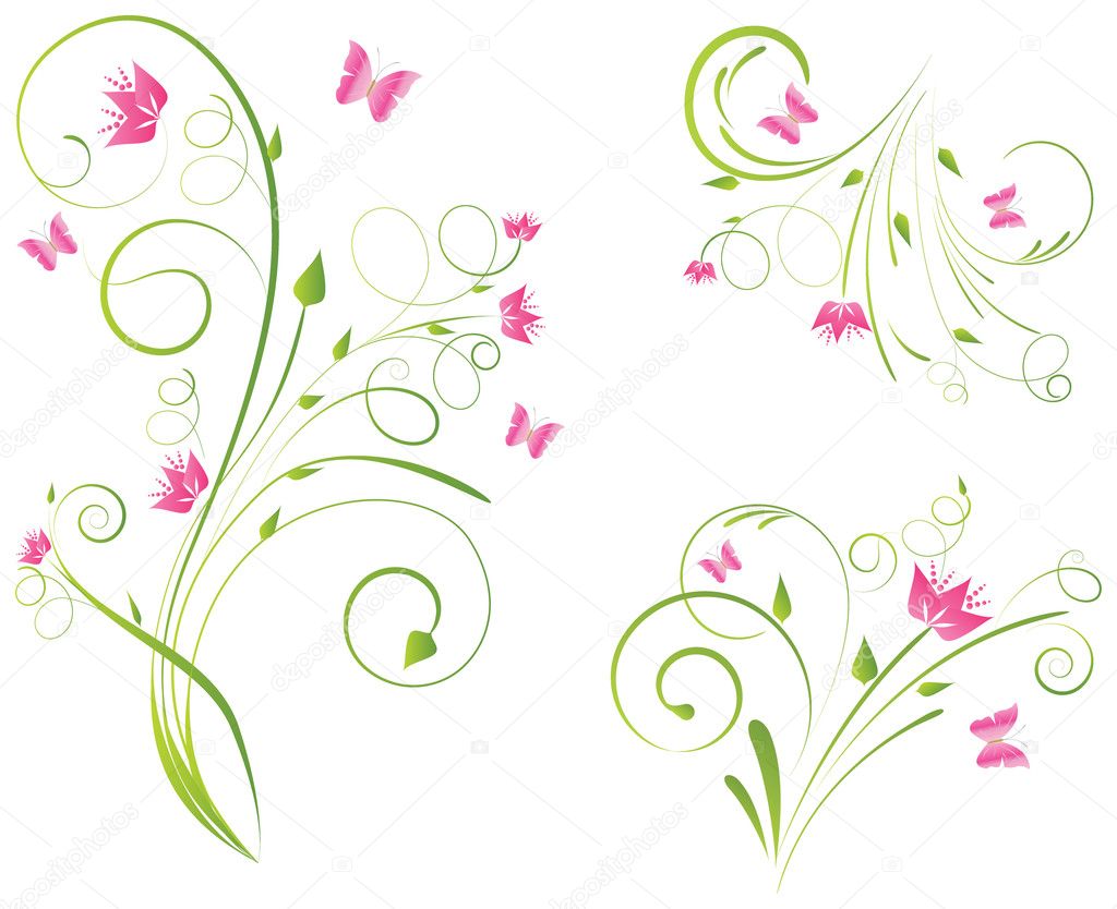 Florals designs and butterflies