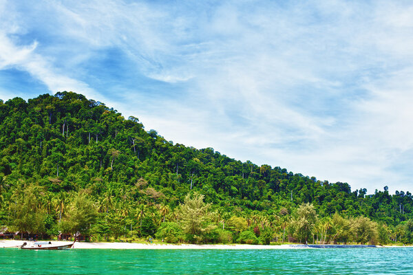 Sea shore with jungle, Andaman Sea, Thailand