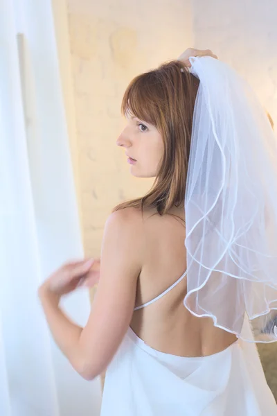 Bruid in sluier — Stockfoto