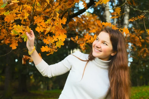 秋の森の少女 — ストック写真