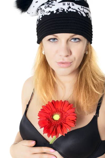Woman with Flower — Stock Photo, Image