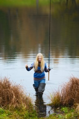 Woman Fishing clipart