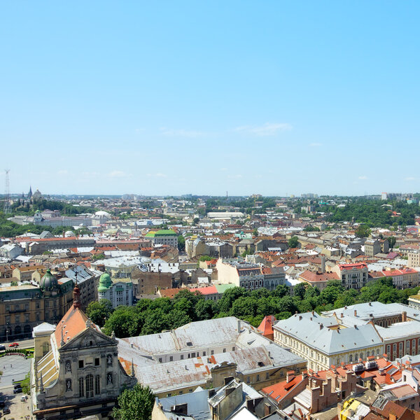 Lviv at summer, view from City Hall