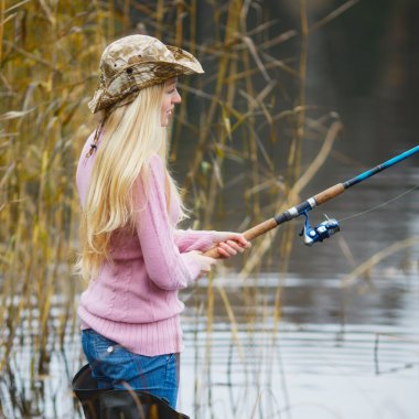 Woman Fishing clipart