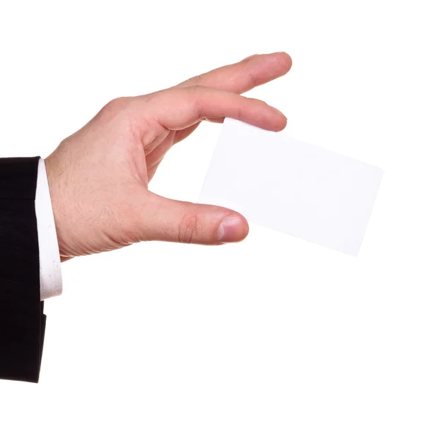 Предприниматель показывает чистую карточку — стоковое фото