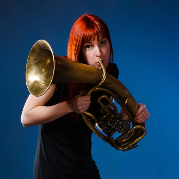 stock image Woman With Trumpet