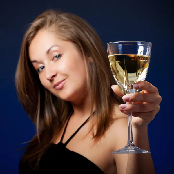 stock image Beautiful girl with glass of wine