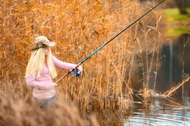 Woman Fishing clipart