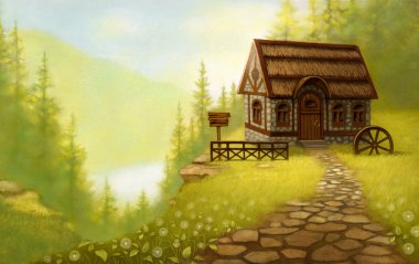 Fantasy landscape. Fairy tale clipart