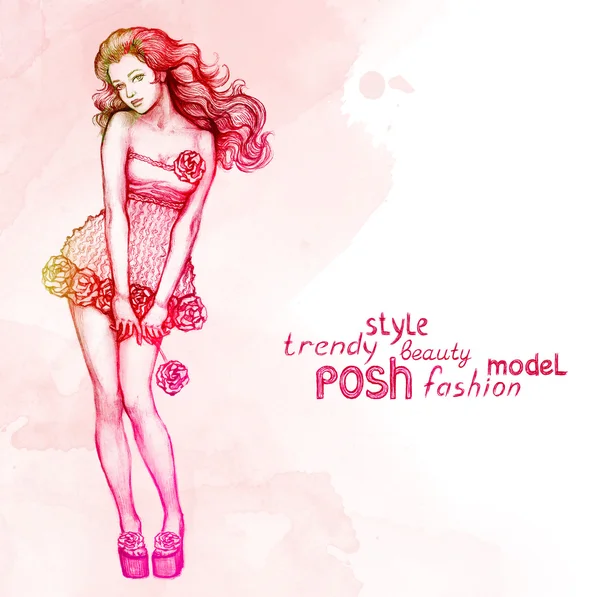 Rosa akvarell mode bakgrunden — Stockfoto