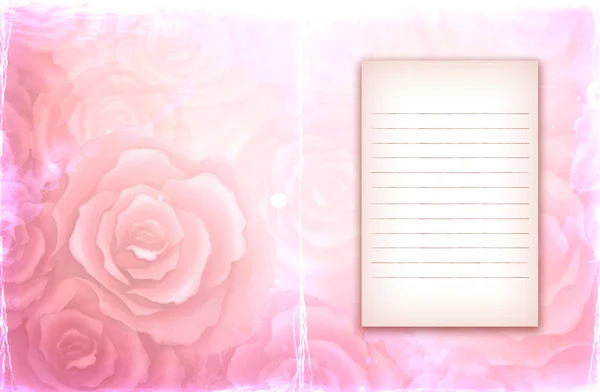 Background with illustrations of pink rose — Stock Photo, Image