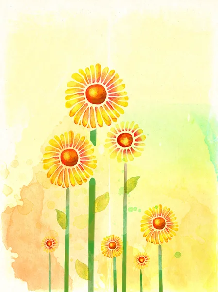 수채화 꽃 배경 카드 — 스톡 사진