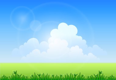 Blue sky and green grass clipart