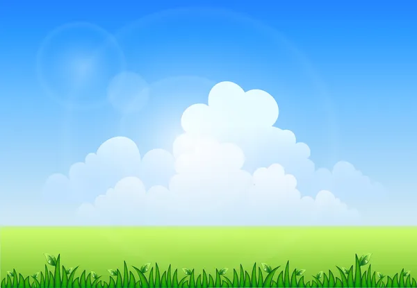 Blauer Himmel und grünes Gras — Stockvektor