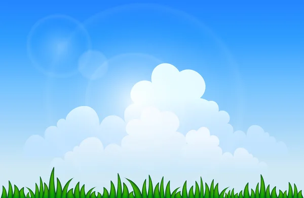 Blauwe lucht en groen gras — Stockvector