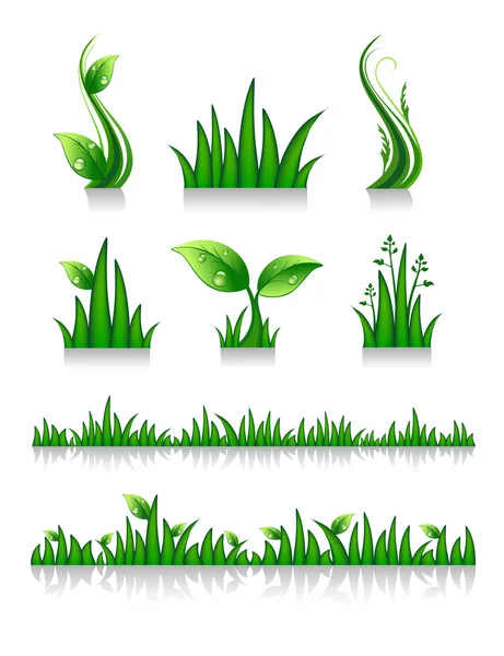 stock vector Set of green grass