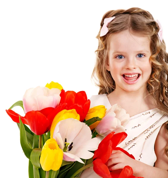 Dziecko z kwiatem wiosna. — Zdjęcie stockowe