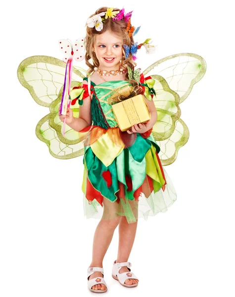 Criança com flor e borboleta . — Fotografia de Stock