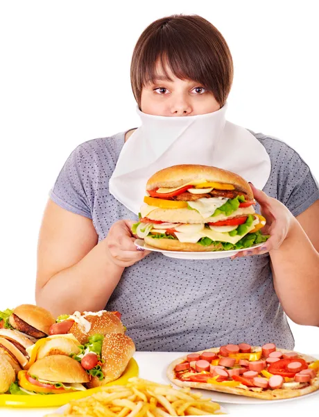 Frau verweigert Fast Food. — Stockfoto