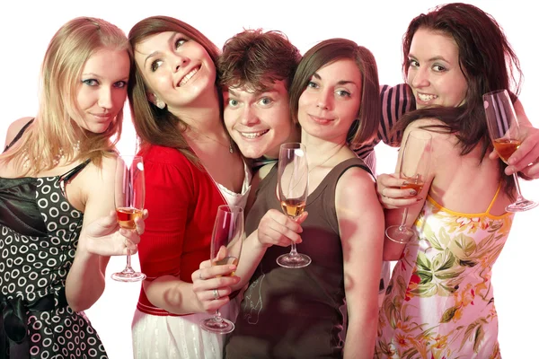 Grupp unga dricka champagne. — Stockfoto