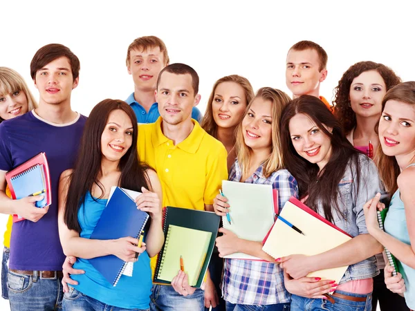 Group student with notebook isolated. Royalty Free Stock Photos