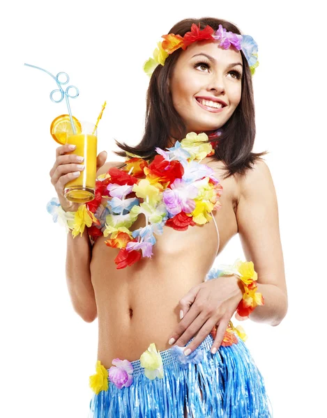 Mulher em traje de hawaii . — Fotografia de Stock
