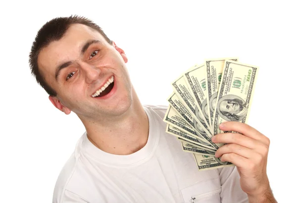 Jonge man met geld — Stockfoto