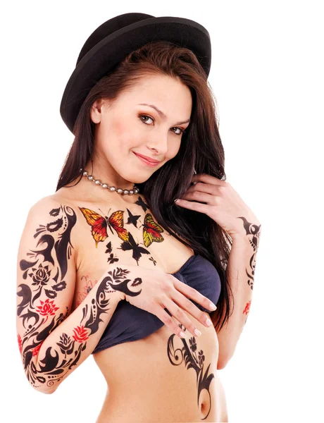 Dziewczyna z tatuazy. — Zdjęcie stockowe