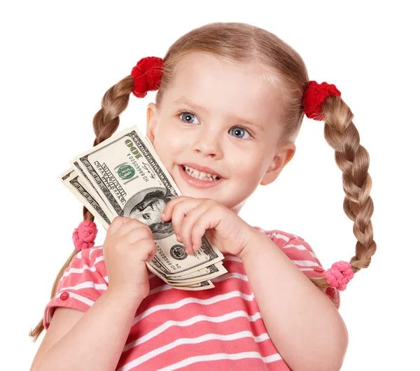 快乐的孩子与钱美元. — 图库照片