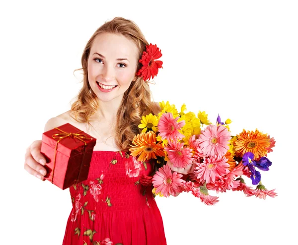 Junge Frau mit Blume. — Stockfoto