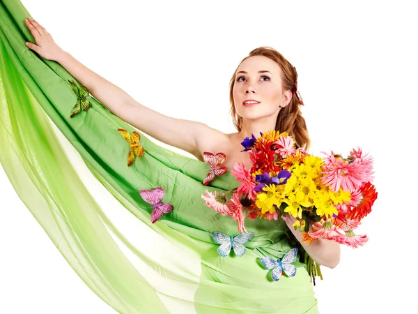 Mujer joven sosteniendo flores. —  Fotos de Stock