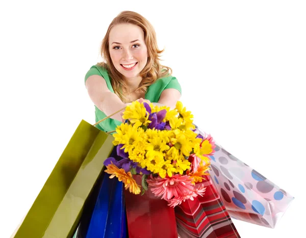 Mujer joven con bolsa de compras. —  Fotos de Stock