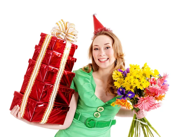 Young woman in party hat. — Stock Photo, Image