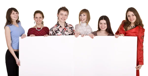 Banner and group of young — Stock Photo, Image