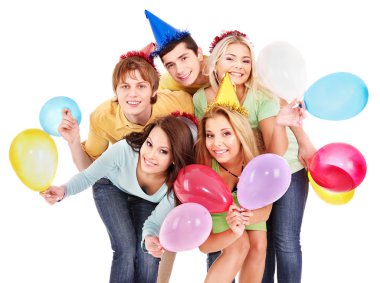 Group of young in party hat. clipart