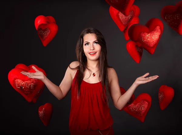 Chica con corazón de grupo , — Foto de Stock