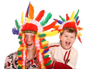 Two brother in indian costume. clipart