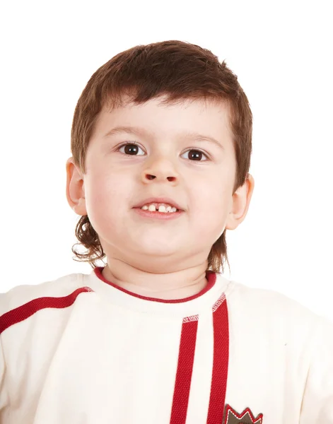 Menino de camisola esporte sorrindo . — Fotografia de Stock