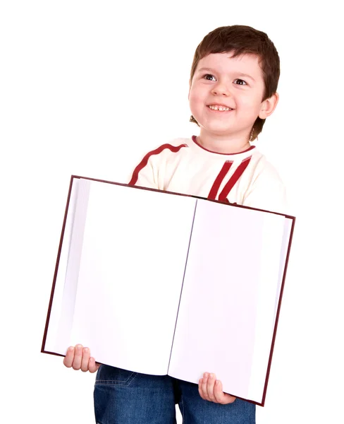 Lycklig pojke ta öppen bok. — Stockfoto