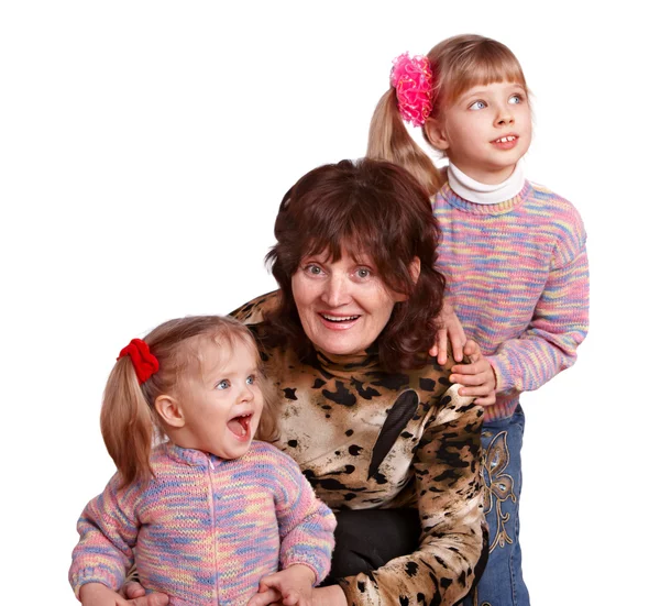 Счастливая бабушка и две внучки . — стоковое фото