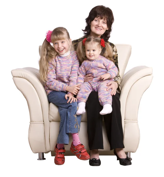 Happy family grandmother and two granddaughter. — Stock Photo, Image