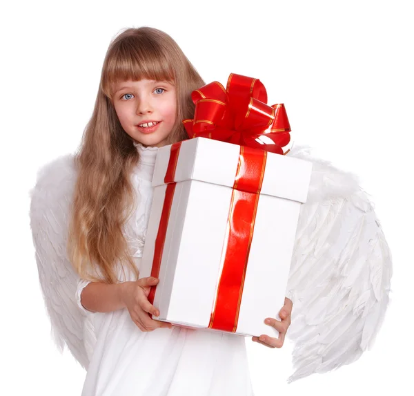 Άγγελος παιδί με κιβώτιο δώρων. — Φωτογραφία Αρχείου