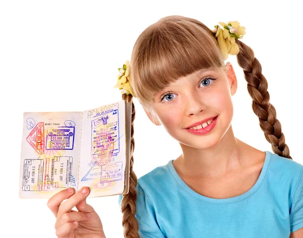 Child holding passport. — Stock Photo, Image
