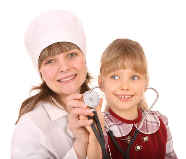 Doktor stetoskop ve çocuk. — Stok fotoğraf