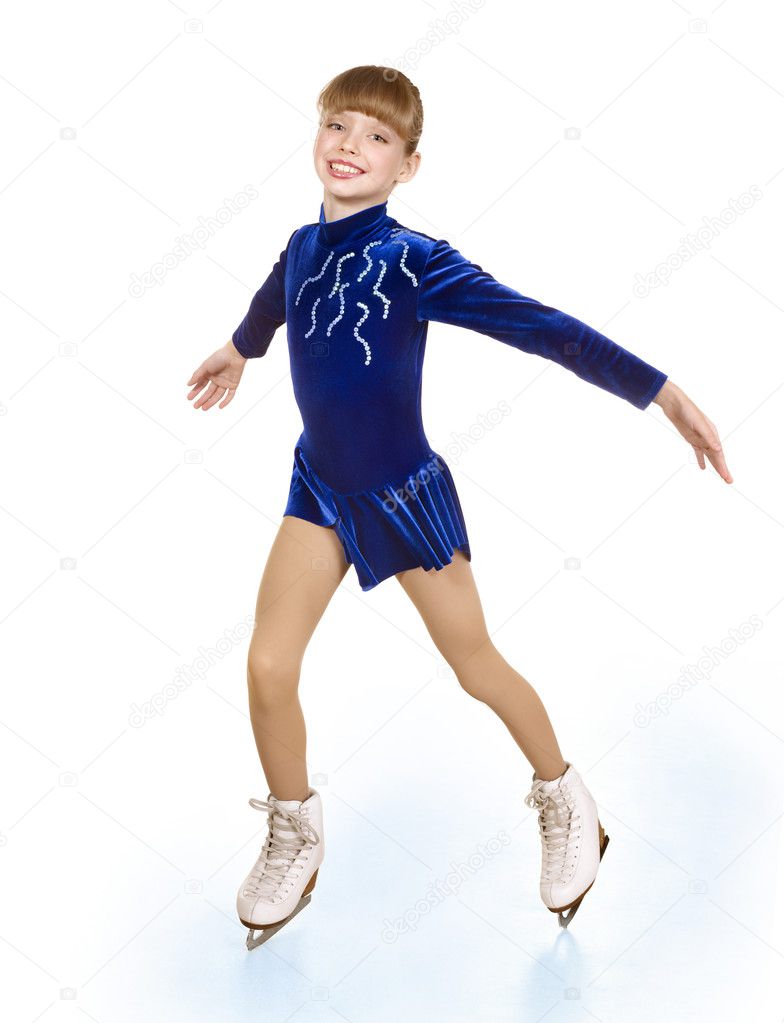 Young girl figure skating..