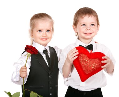 Children in business suit with rose. clipart